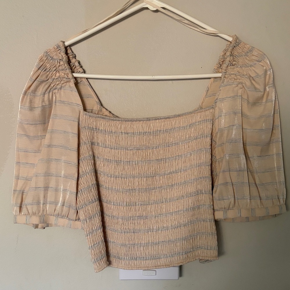 & Other Stories Cream and Blue Striped Blouse